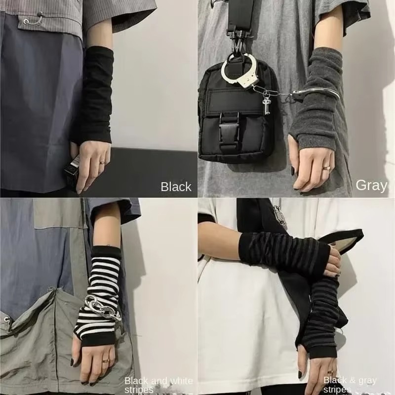 Y2K Tech Accessories - Черные длинные перчатки без пальцев в