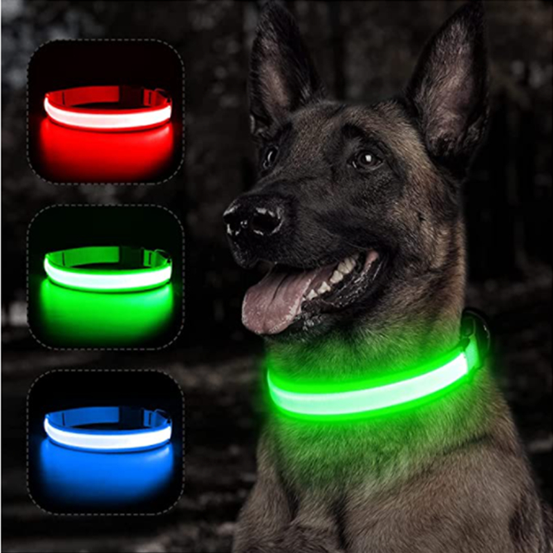 Tech Dog Accessories - USB-перезаряжаемый светящийся ошейник с регулировкой, светодиодный