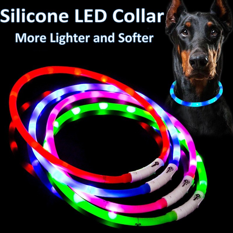 Tech Dog Accessories - Силиконовый светодиодный ошейник для собак, перезаряжаемый,